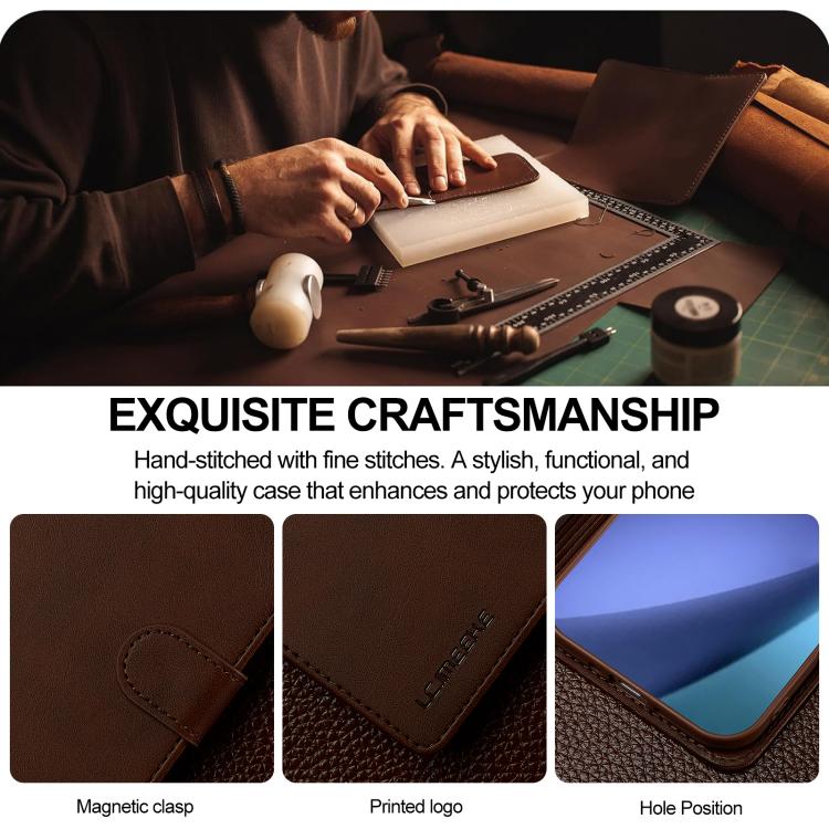 LC.IMEEKE Calf Texture Horizontal Flip Leather Case, For iPhone Air, For iPhone 16 Pro Max