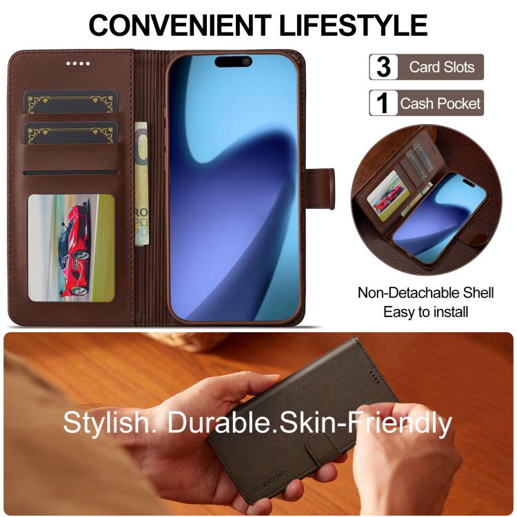 LC.IMEEKE Calf Texture Horizontal Flip Leather Case, For iPhone Air, For iPhone 16 Pro Max