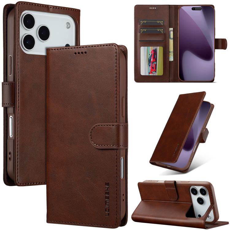 LC.IMEEKE Calf Texture Horizontal Flip Leather Case, For iPhone 16e / 17e, For iPhone 17 Pro Max, For iPhone 17 Pro, For iPhone 17