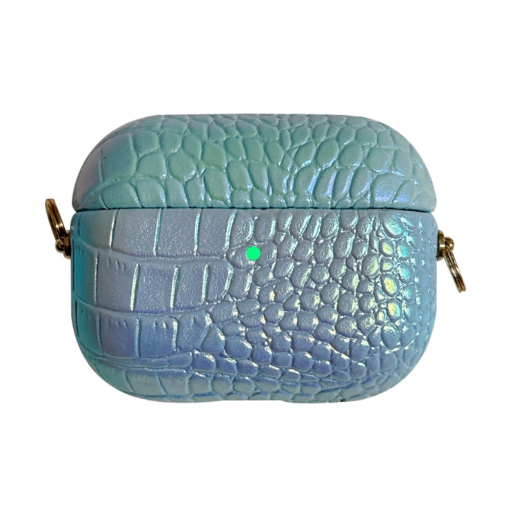 Colorful Crocodile Pattern PC Earphone Case with Anti-lost Metal Long Chain, For AirPods Pro 2, For AirPods Pro
