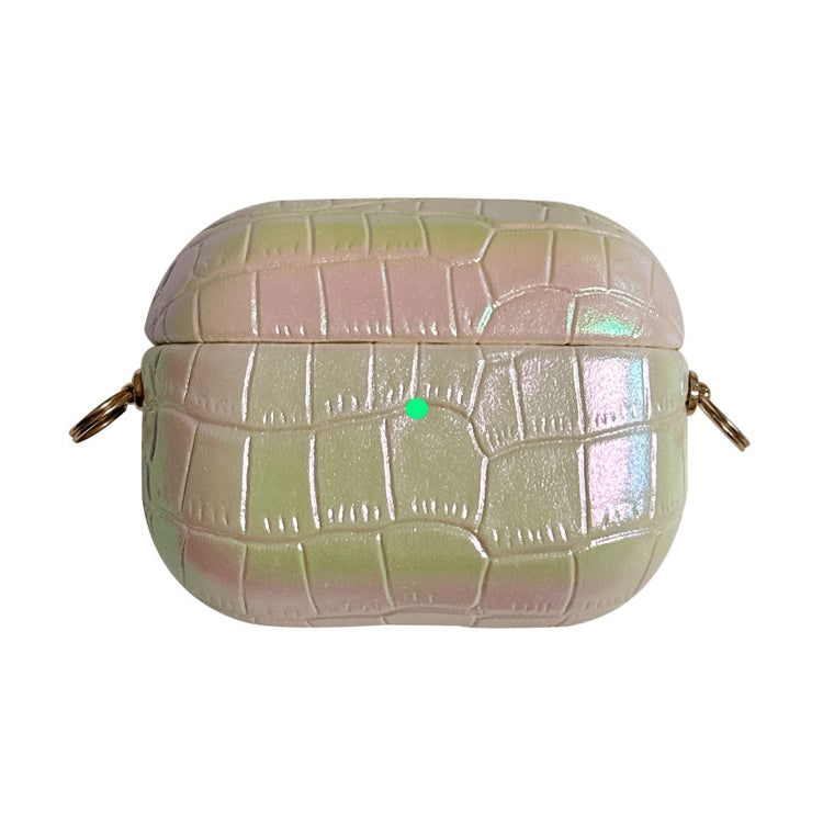 Colorful Crocodile Pattern PC Earphone Case with Anti-lost Metal Long Chain, For AirPods Pro 2, For AirPods Pro