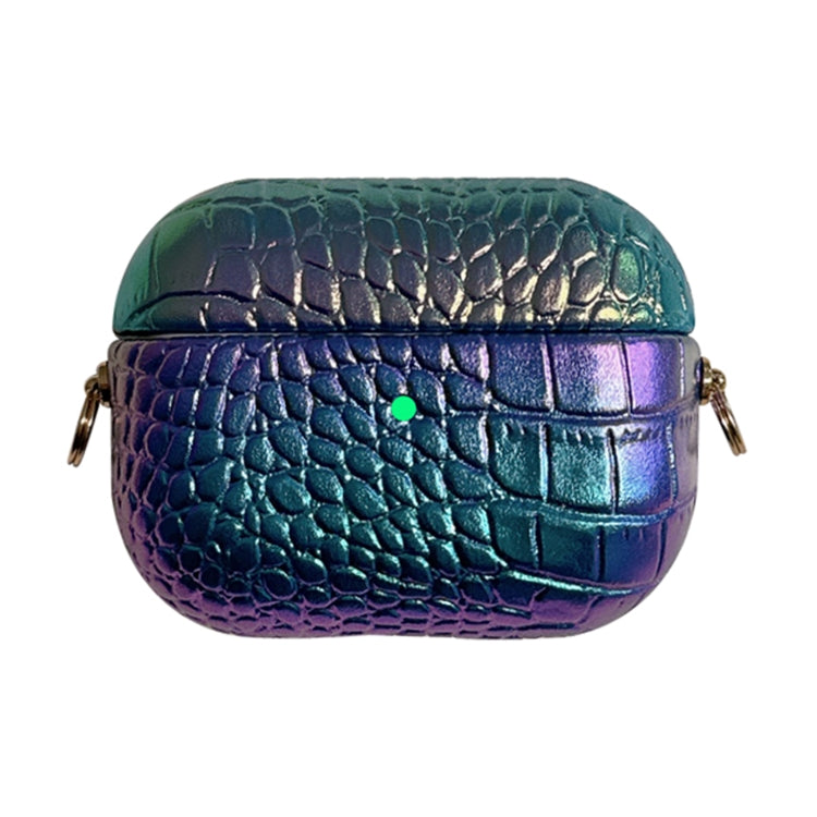 Colorful Crocodile Pattern PC Earphone Case with Anti-lost Metal Long Chain, For AirPods Pro 2, For AirPods Pro