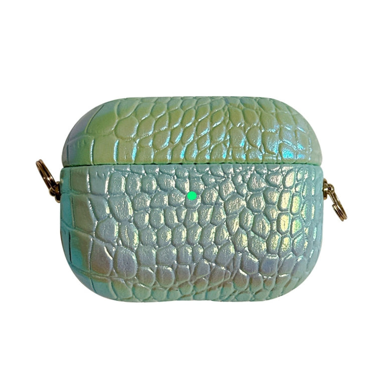 Colorful Crocodile Pattern PC Earphone Case with Anti-lost Metal Long Chain, For AirPods Pro 2, For AirPods Pro