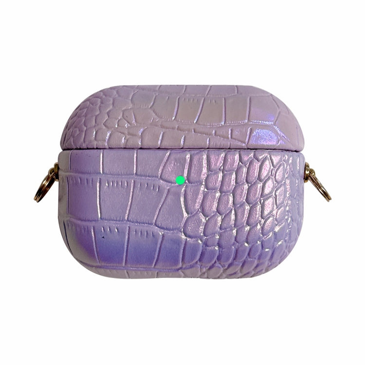 Colorful Crocodile Pattern PC Earphone Case with Anti-lost Metal Long Chain, For AirPods Pro 2, For AirPods Pro