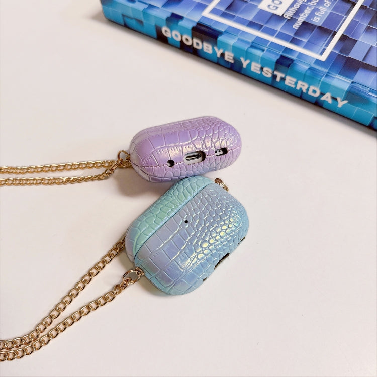 Colorful Crocodile Pattern PC Earphone Case with Anti-lost Metal Long Chain, For AirPods Pro 2, For AirPods Pro