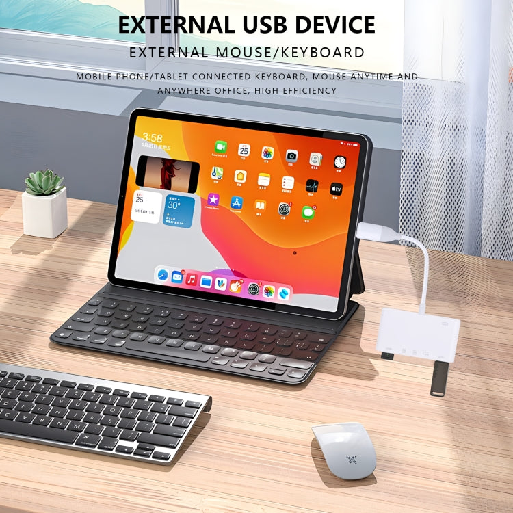 AJ-108PRO 6 in 2 USB-C / Type-C + 8 Pin Interface Multi-function Camera Card Reader, 6 in 2 Type-C + 8 Pin