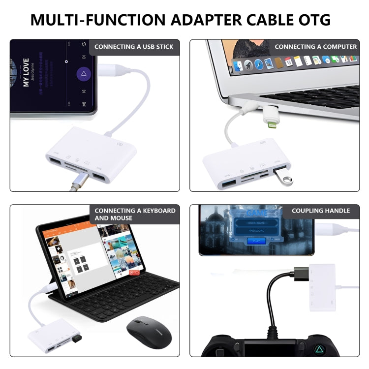 AJ-108PRO 6 in 2 USB-C / Type-C + 8 Pin Interface Multi-function Camera Card Reader, 6 in 2 Type-C + 8 Pin