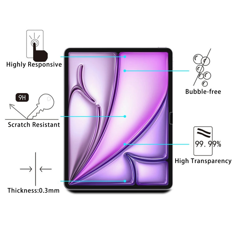 25pcs 0.26mm 9H 2.5D Explosion-proof Tempered Glass Film, For iPad Air 13 2026 / 2025 / 2024, For iPad Air 11 2026 / 2025 / 2024, For iPad Pro 13 2025 / 2024, For iPad Pro 11 2025 / 2024, For iPad Pro 12.9 2022-2018