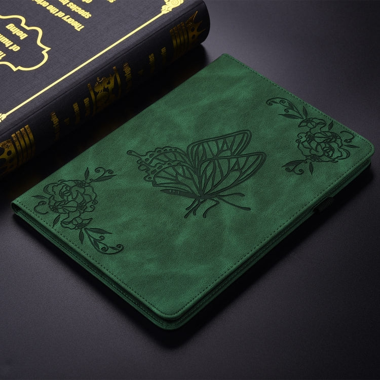 Étui en cuir gaufré motif papillon et fleur pour iPad Air 11 (2024) et iPad Pro 11 (2024).