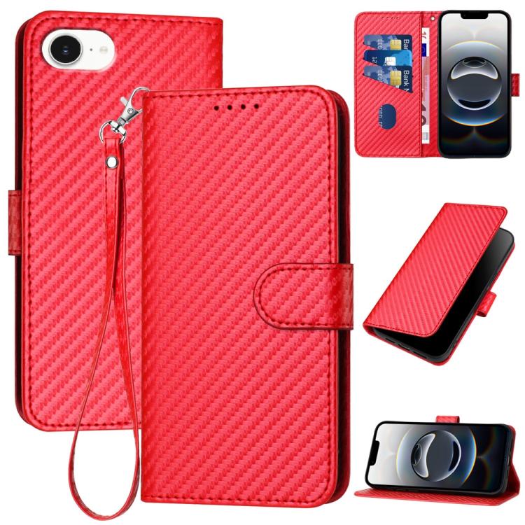 YX0070 Carbon Fiber Buckle Leather Phone Case with Lanyard, For iPhone 17 Air, iPhone 16e, For iPhone 16 Pro Max