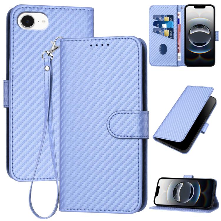 YX0070 Carbon Fiber Buckle Leather Phone Case with Lanyard, For iPhone 17 Air, iPhone 16e, For iPhone 16 Pro Max