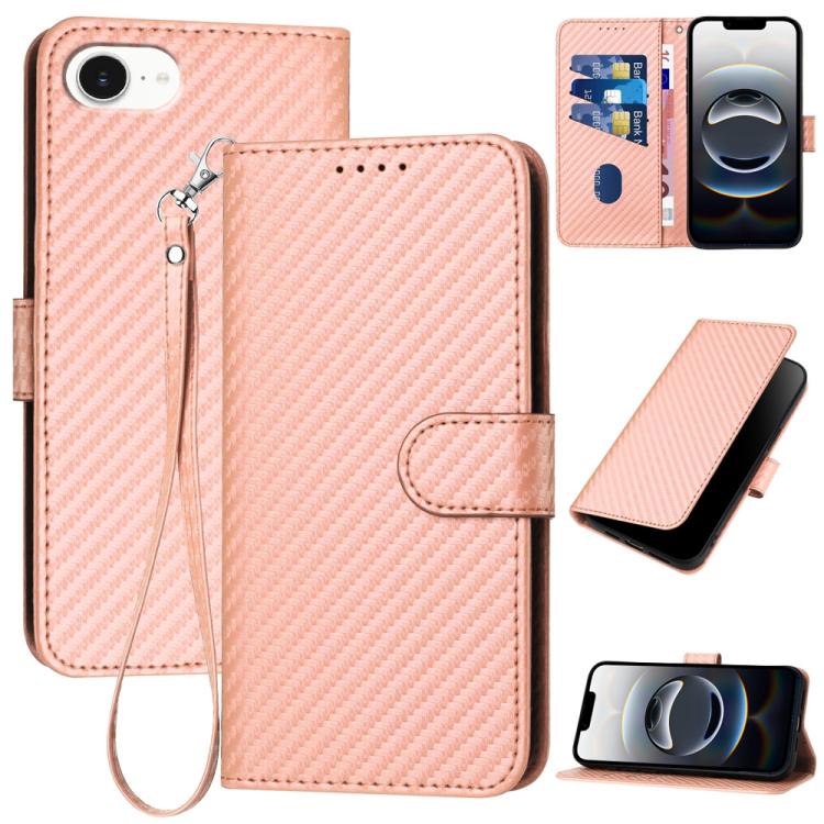 YX0070 Carbon Fiber Buckle Leather Phone Case with Lanyard, For iPhone 17 Air, iPhone 16e, For iPhone 16 Pro Max