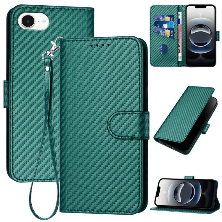 YX0070 Carbon Fiber Buckle Leather Phone Case with Lanyard, For iPhone 17 Air, iPhone 16e, For iPhone 16 Pro Max