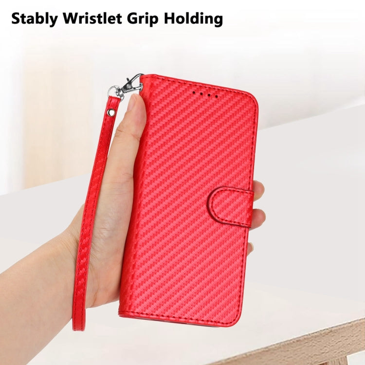 YX0070 Carbon Fiber Buckle Leather Phone Case with Lanyard, For iPhone 13 Pro Max, For iPhone 13 Pro, For iPhone 13