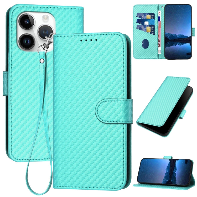 YX0070 Carbon Fiber Buckle Leather Phone Case with Lanyard, For iPhone 13 Pro Max, For iPhone 13 Pro, For iPhone 13