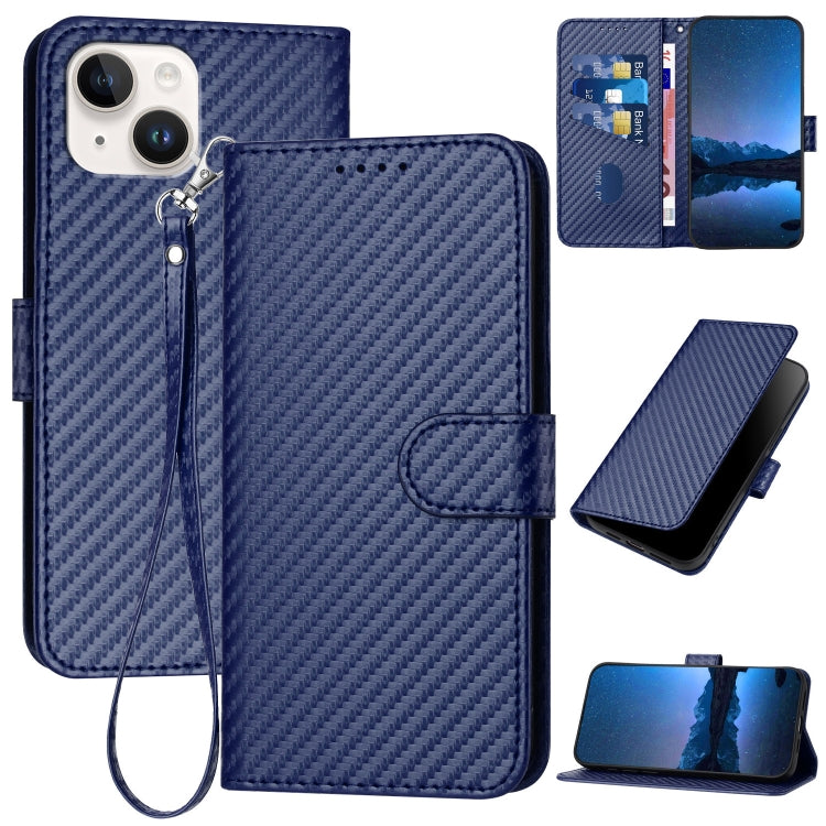 YX0070 Carbon Fiber Buckle Leather Phone Case with Lanyard, For iPhone 13 Pro Max, For iPhone 13 Pro, For iPhone 13