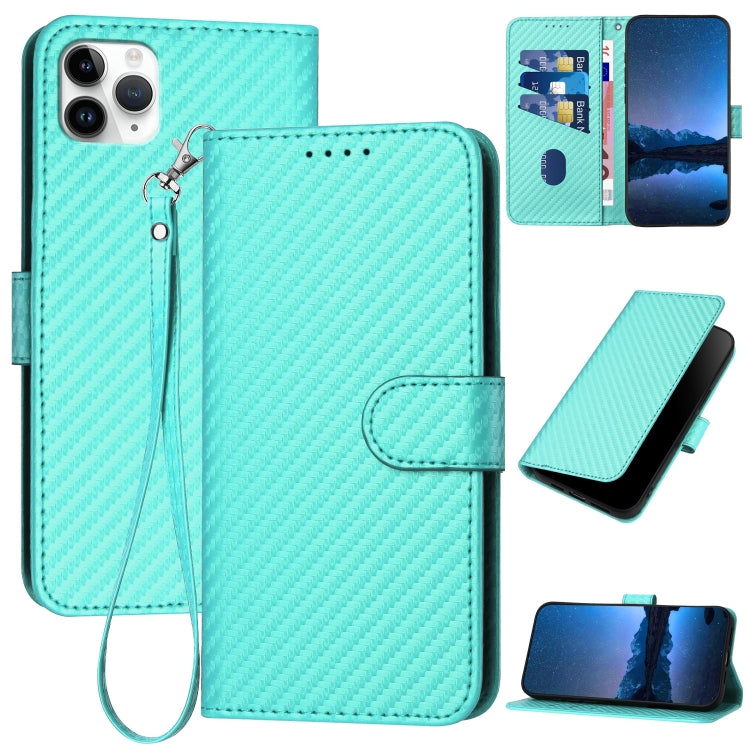 YX0070 Carbon Fiber Buckle Leather Phone Case with Lanyard, For iPhone 12 mini, For iPhone 11 Pro Max, For iPhone 11