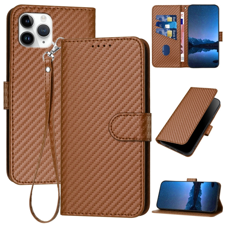 YX0070 Carbon Fiber Buckle Leather Phone Case with Lanyard, For iPhone 11 Pro, For iPhone X / XS, For iPhone XR
