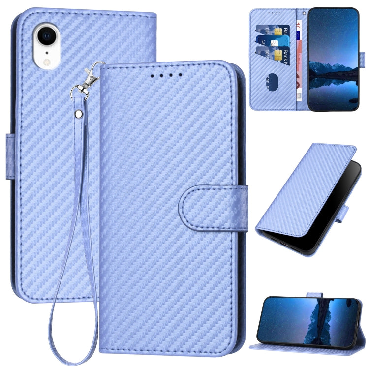 YX0070 Carbon Fiber Buckle Leather Phone Case with Lanyard, For iPhone 11 Pro, For iPhone X / XS, For iPhone XR