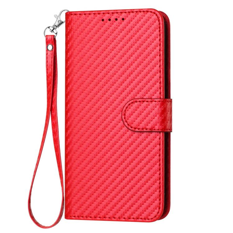 YX0070 Carbon Fiber Buckle Leather Phone Case with Lanyard, For iPhone 17 Pro Max, For iPhone 17 Pro, For iPhone 17