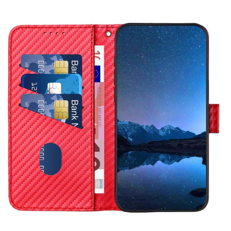 YX0070 Carbon Fiber Buckle Leather Phone Case with Lanyard, For iPhone 17 Pro Max, For iPhone 17 Pro, For iPhone 17