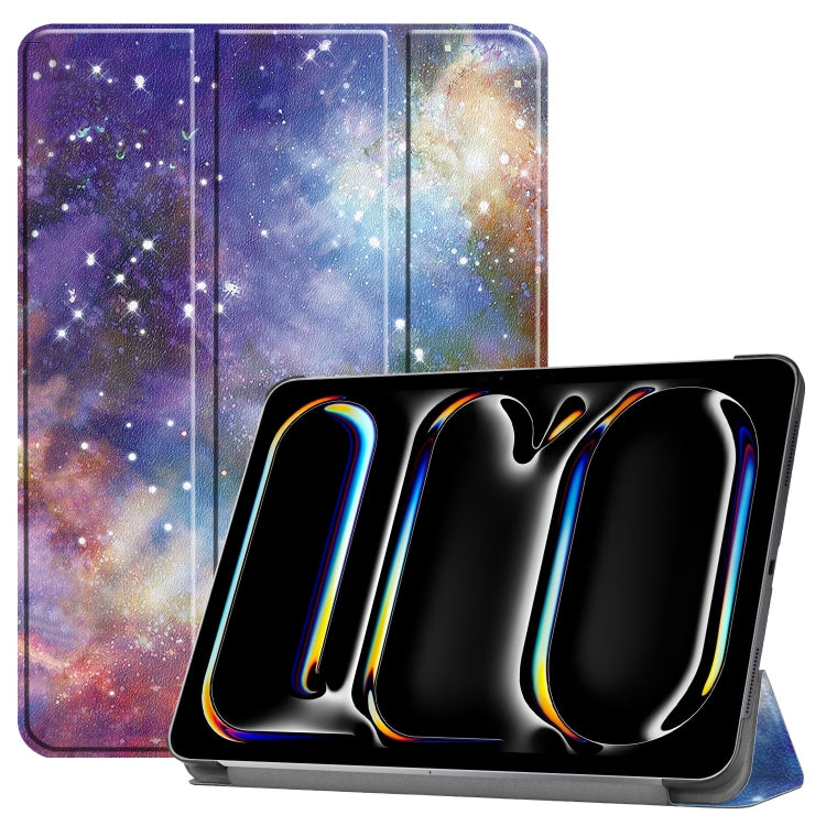 Custer Painted 3-Fold Holder Smart Leather Tablet Case, For iPad Air 13 2026 / 2025 / 2024, For iPad Pro 13  2025 / 2024