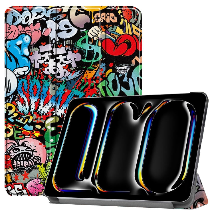 Custer Painted 3-Fold Holder Smart Leather Tablet Case, For iPad Air 13 2026 / 2025 / 2024, For iPad Pro 13  2025 / 2024