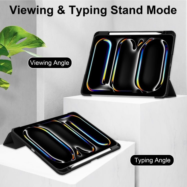 Pure Color 3-fold Clear TPU Smart Leather Tablet Case