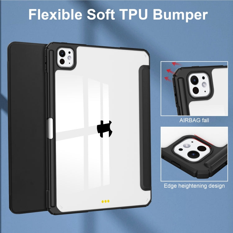 Pure Color 3-fold Clear TPU Smart Leather Tablet Case