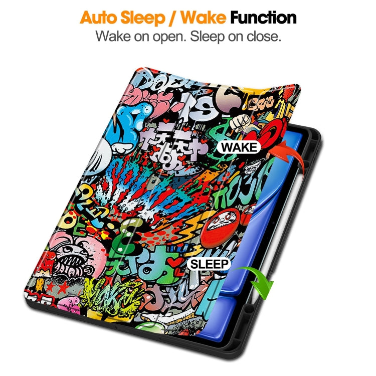 Custer Painted 3-Fold Holder Smart Leather Tablet Case with Pen Tray, For iPad Air 13 2024 / 2025 / 2026, For iPad Pro 13 2025 / 2024