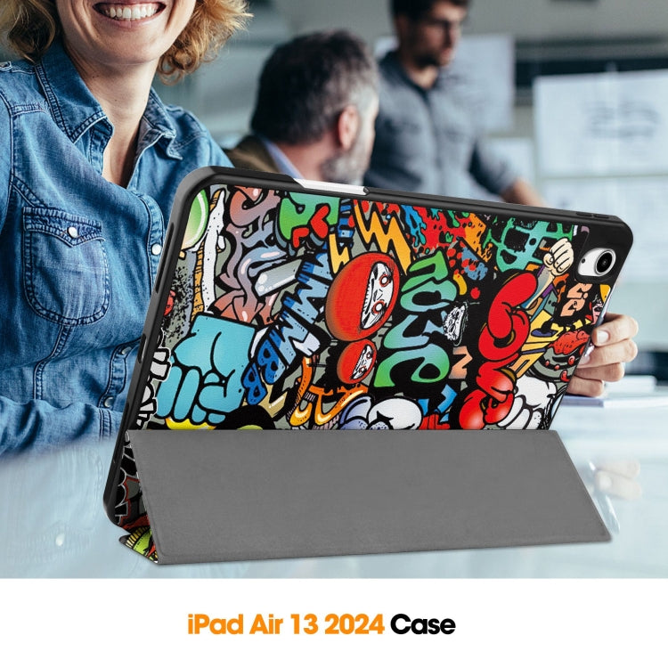 Custer Painted 3-Fold Holder Smart Leather Tablet Case with Pen Tray, For iPad Air 13 2024 / 2025 / 2026, For iPad Pro 13 2025 / 2024
