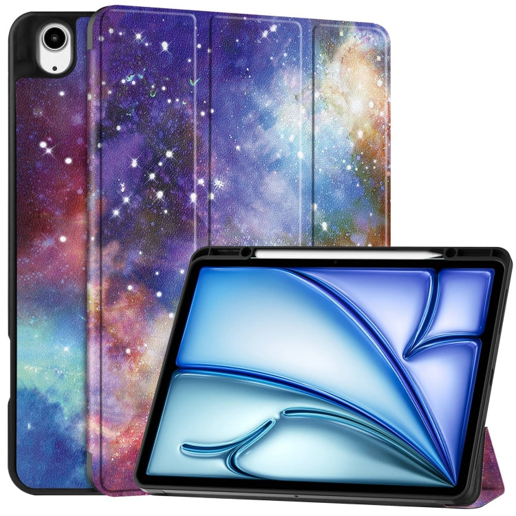 Custer Painted 3-Fold Holder Smart Leather Tablet Case with Pen Tray, For iPad Air 13 2024 / 2025 / 2026, For iPad Pro 13 2025 / 2024