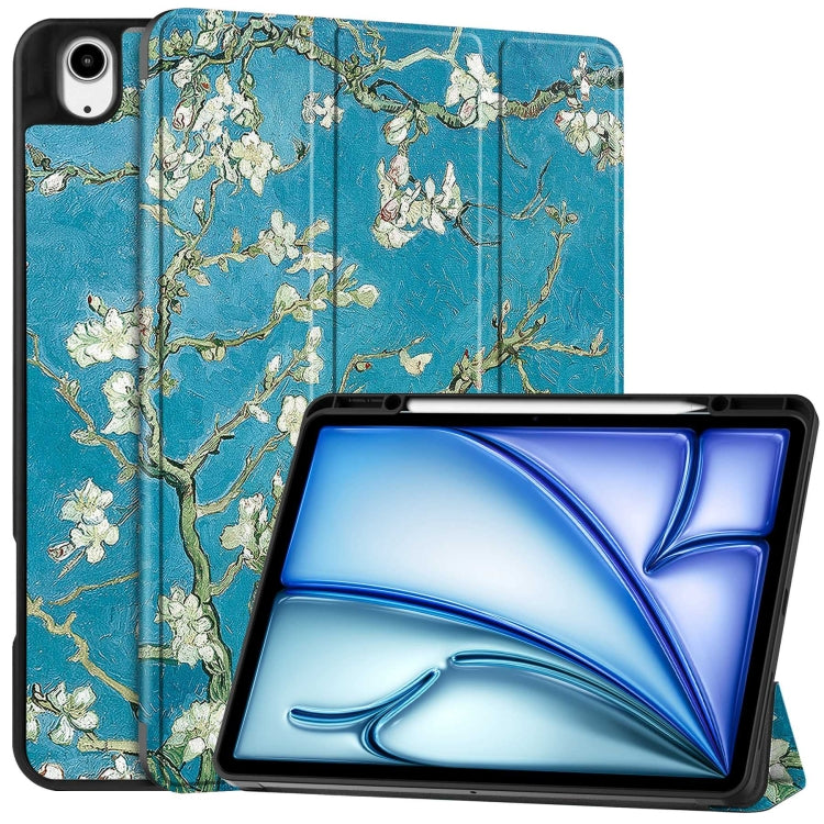 Custer Painted 3-Fold Holder Smart Leather Tablet Case with Pen Tray, For iPad Air 13 2024 / 2025 / 2026, For iPad Pro 13 2025 / 2024