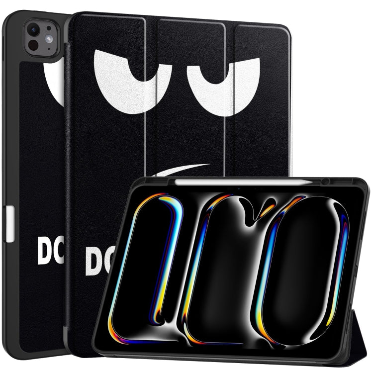 Custer Painted 3-Fold Holder Smart Leather Tablet Case with Pen Tray, For iPad Pro 13 2025 / 2024, For iPad Air 13 2024 / 2025