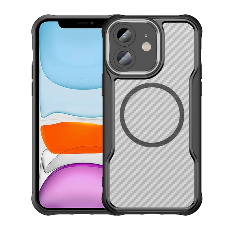 Carbon Fiber Texture MagSafe Translucent Phone Case, For iPhone 11 Pro