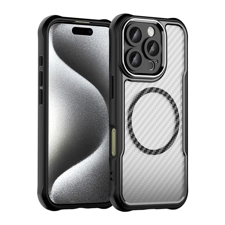 Carbon Fiber Texture MagSafe Translucent Phone Case, For iPhone 16 Pro, For iPhone 16 Plus, For iPhone 16, For iPhone 15 Pro Max, For iPhone 15 Pro, For iPhone 15 Plus / 14 Plus
