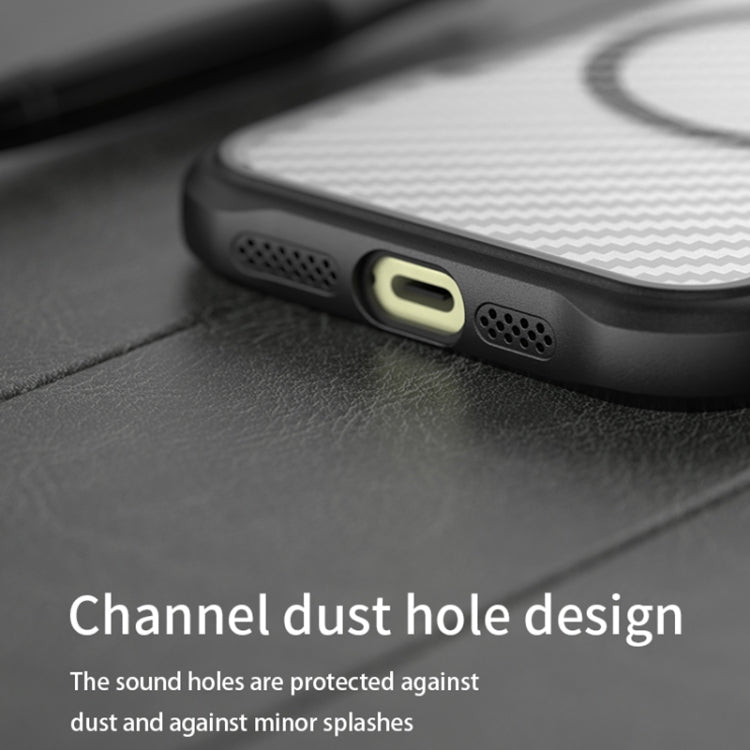 Carbon Fiber Texture MagSafe Translucent Phone Case, For iPhone 16 Pro, For iPhone 16 Plus, For iPhone 16, For iPhone 15 Pro Max, For iPhone 15 Pro, For iPhone 15 Plus / 14 Plus