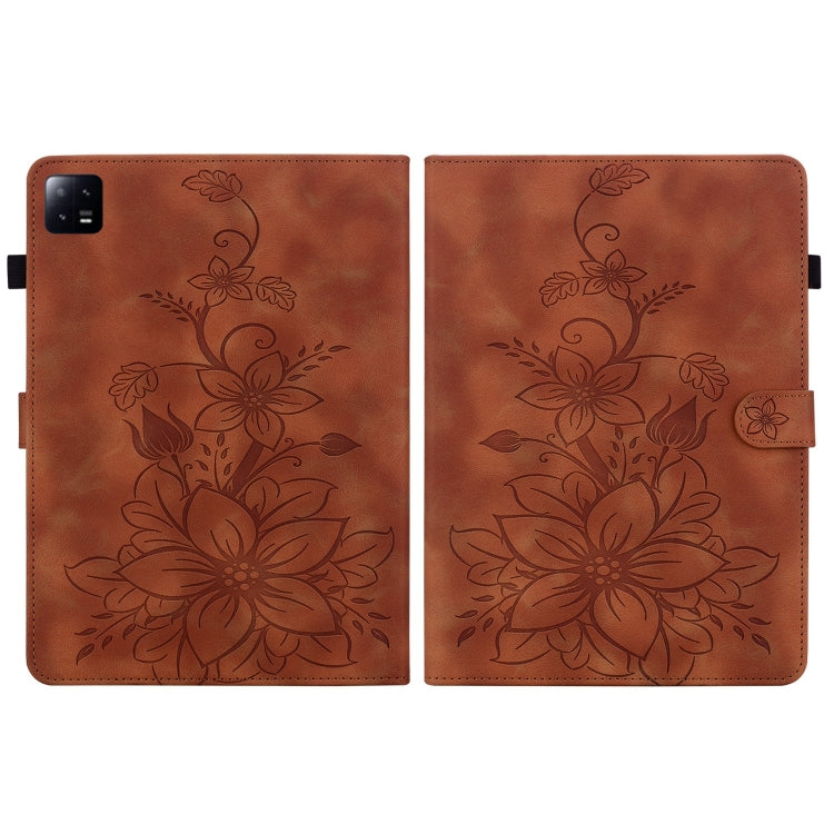 Lily Embossed Leather Tablet Case, For Xiaomi Pad 6 11.0 2023, For Xiaomi Redmi Pad 10.61
