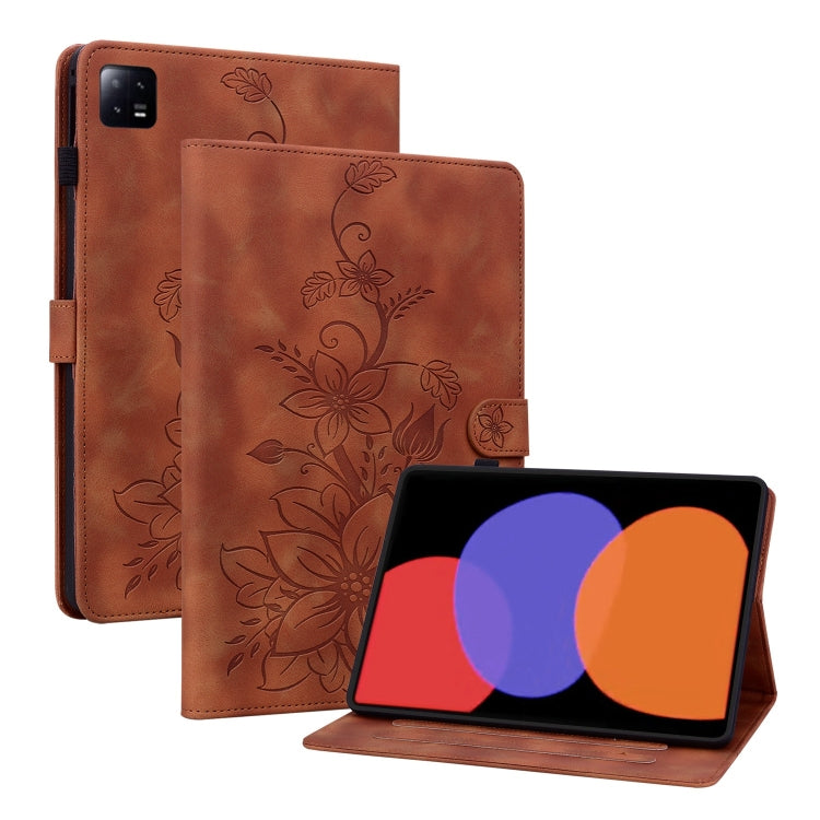 Lily Embossed Leather Tablet Case, For Xiaomi Pad 6 11.0 2023, For Xiaomi Redmi Pad 10.61