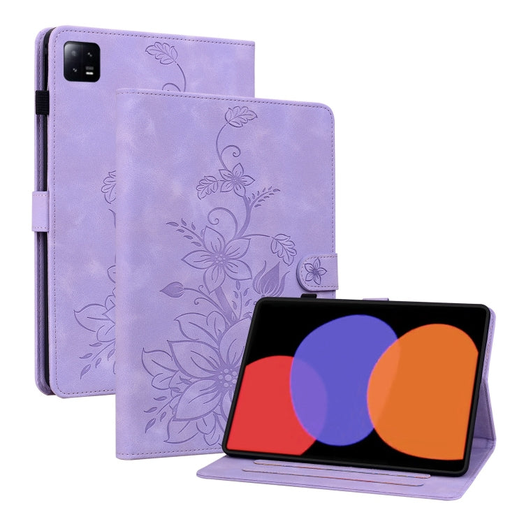 Lily Embossed Leather Tablet Case, For Xiaomi Pad 6 11.0 2023, For Xiaomi Redmi Pad 10.61