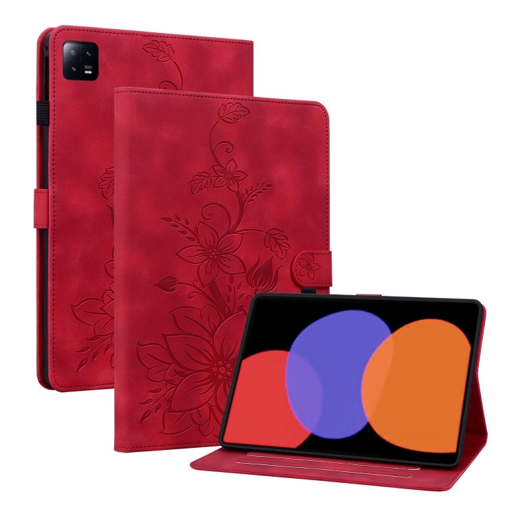 Lily Embossed Leather Tablet Case, For Xiaomi Pad 6 11.0 2023, For Xiaomi Redmi Pad 10.61