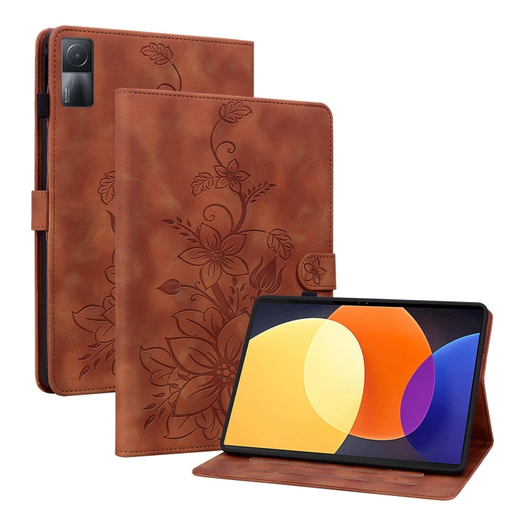 Lily Embossed Leather Tablet Case, For Xiaomi Pad 6 11.0 2023, For Xiaomi Redmi Pad 10.61