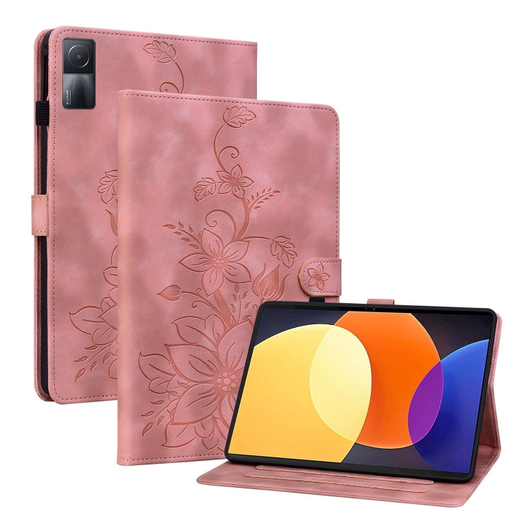 Lily Embossed Leather Tablet Case, For Xiaomi Pad 6 11.0 2023, For Xiaomi Redmi Pad 10.61