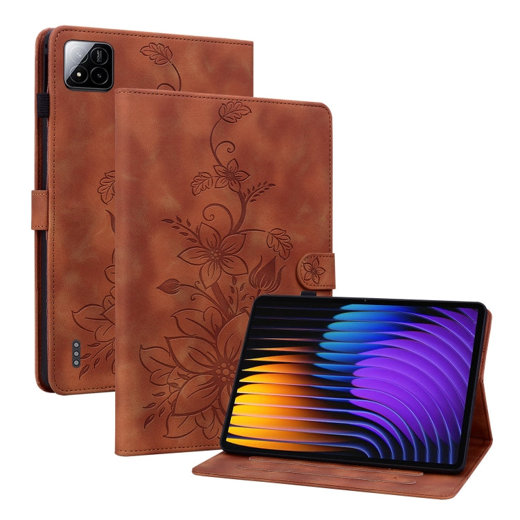 Lily Embossed Leather Tablet Case, For Xiaomi Pad 7 / Pad 7 Pro, For Xiaomi Redmi Pad SE 8.7, For Xiaomi Redmi Pad Pro 12.1