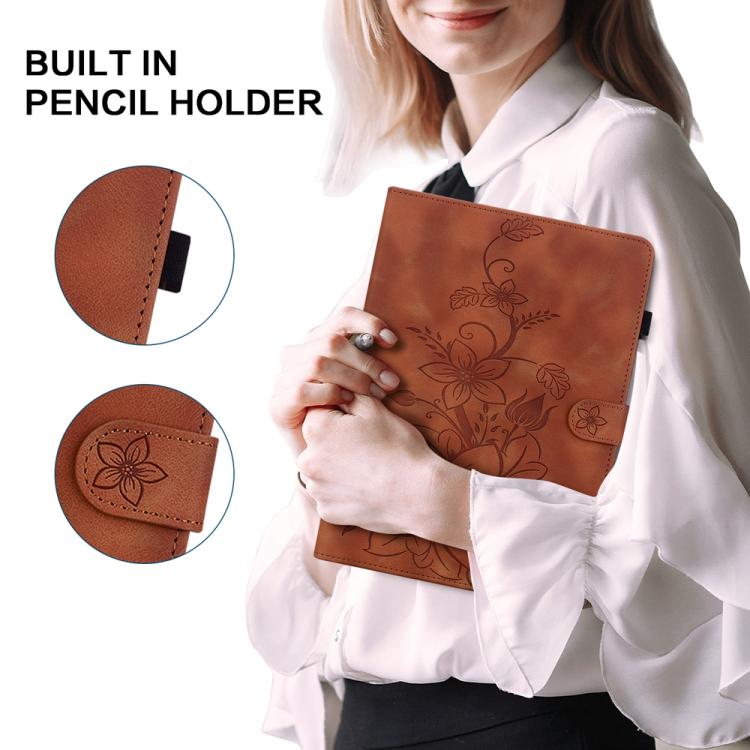 Lily Embossed Leather Tablet Case