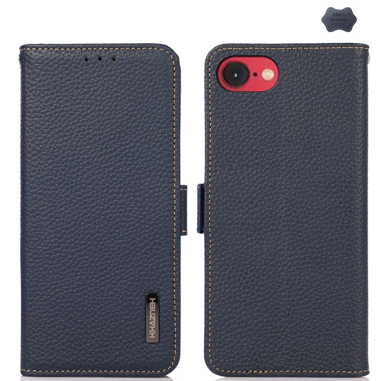 KHAZNEH Side-Magnetic Litchi Genuine Leather RFID Case, For iPhone 17 Pro Max, For iPhone 17 Pro, For iPhone 17, For iPhone 17 Air, For iPhone 16e, For iPhone 16 Pro Max