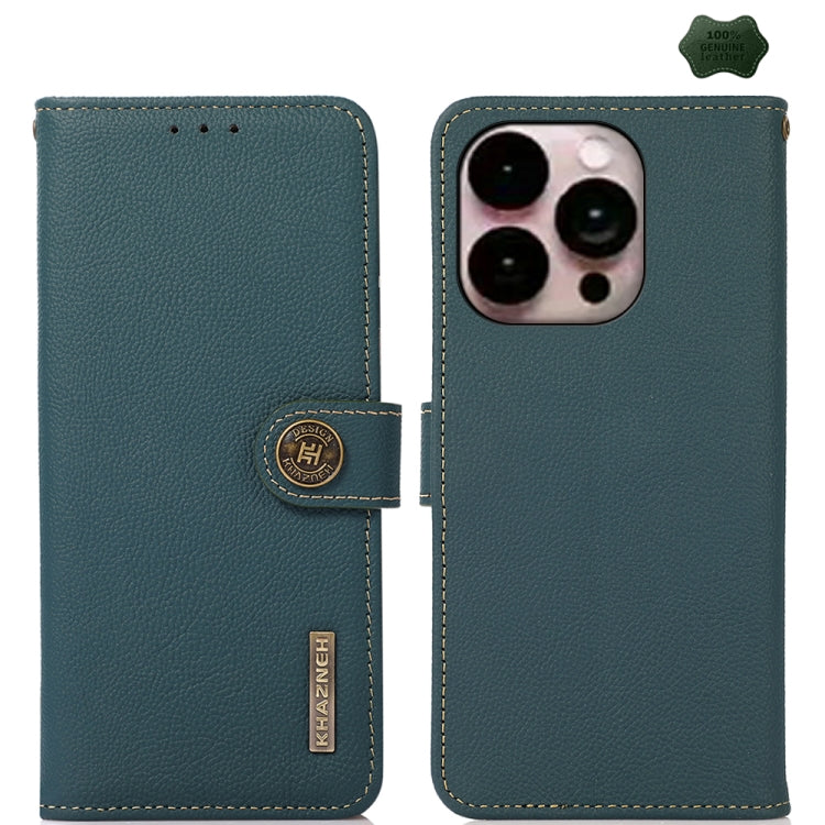 KHAZNEH Custer Genuine Leather RFID Phone Case, For iPhone 17 Pro Max, For iPhone 17 Pro, For iPhone 17, For iPhone 17 Air, For iPhone 16e, For iPhone 16 Pro Max, For iPhone 16 Pro, For iPhone 16 Plus