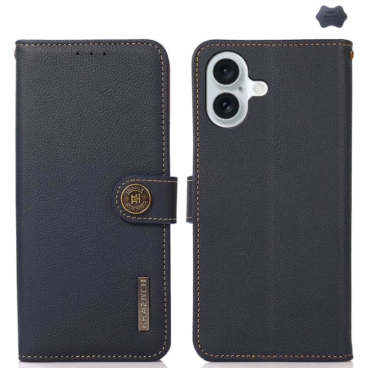 KHAZNEH Custer Genuine Leather RFID Phone Case, For iPhone 16