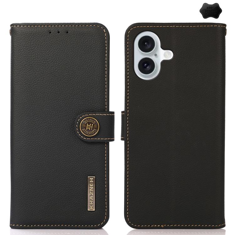 KHAZNEH Custer Genuine Leather RFID Phone Case, For iPhone 17 Pro Max, For iPhone 17 Pro, For iPhone 17, For iPhone 17 Air, For iPhone 16e, For iPhone 16 Pro Max, For iPhone 16 Pro, For iPhone 16 Plus