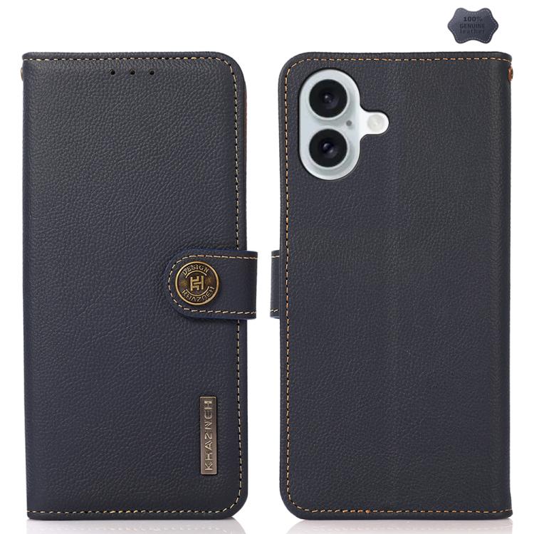 KHAZNEH Custer Genuine Leather RFID Phone Case, For iPhone 17 Pro Max, For iPhone 17 Pro, For iPhone 17, For iPhone 17 Air, For iPhone 16e, For iPhone 16 Pro Max, For iPhone 16 Pro, For iPhone 16 Plus